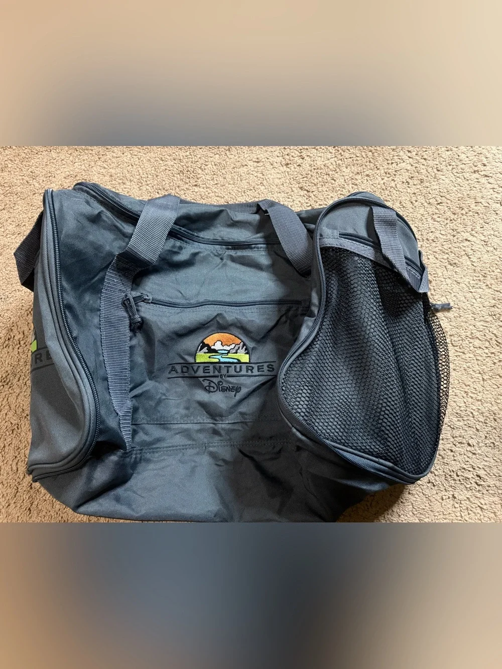Vintage Adventures by Disney Spell Out Handle Duffel Bag Carry On Gray